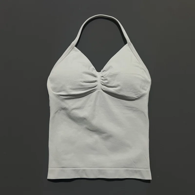 Gym Halter Top Woman Longline Strappy tank Padded Yoga Clothing Removable Cups Yoga Tank Tops Fitness Workout Running Activewear image 6