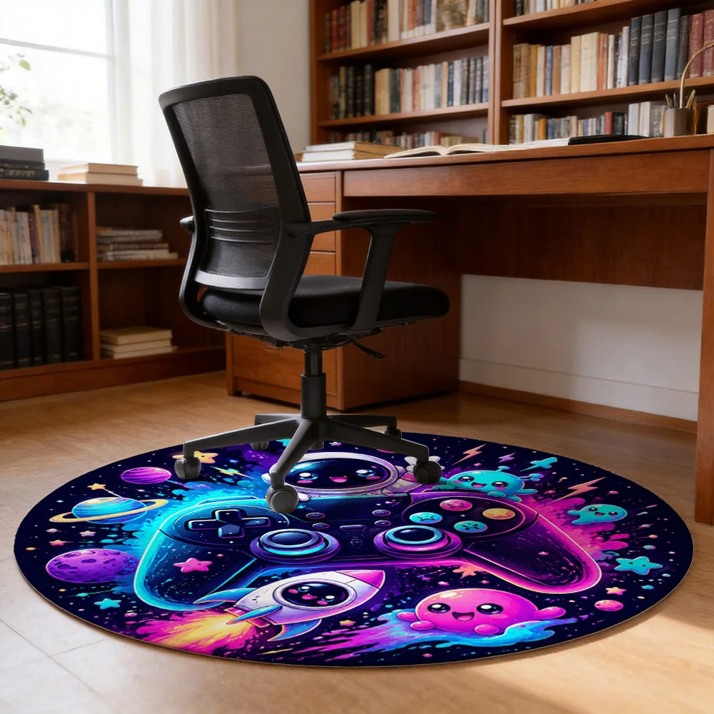 Fun Gaming Controller Playmat Mat for Kids Room Decor Cute Space Planets Video Game Mat