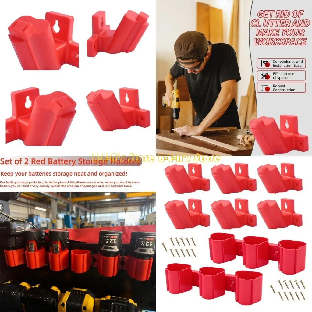 

Y1AD Прочный держатель для инструментов и батарей Настенные органайзеры с винтами для батарей для инструментов 12 В Простая в