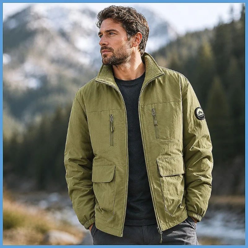 UETEEY Men's Autumn Winter Quilted Puffer Coat Thick Warm Fleece Lined Waterproof Hooded Heavyweight Outdoor Streetwear Vintage