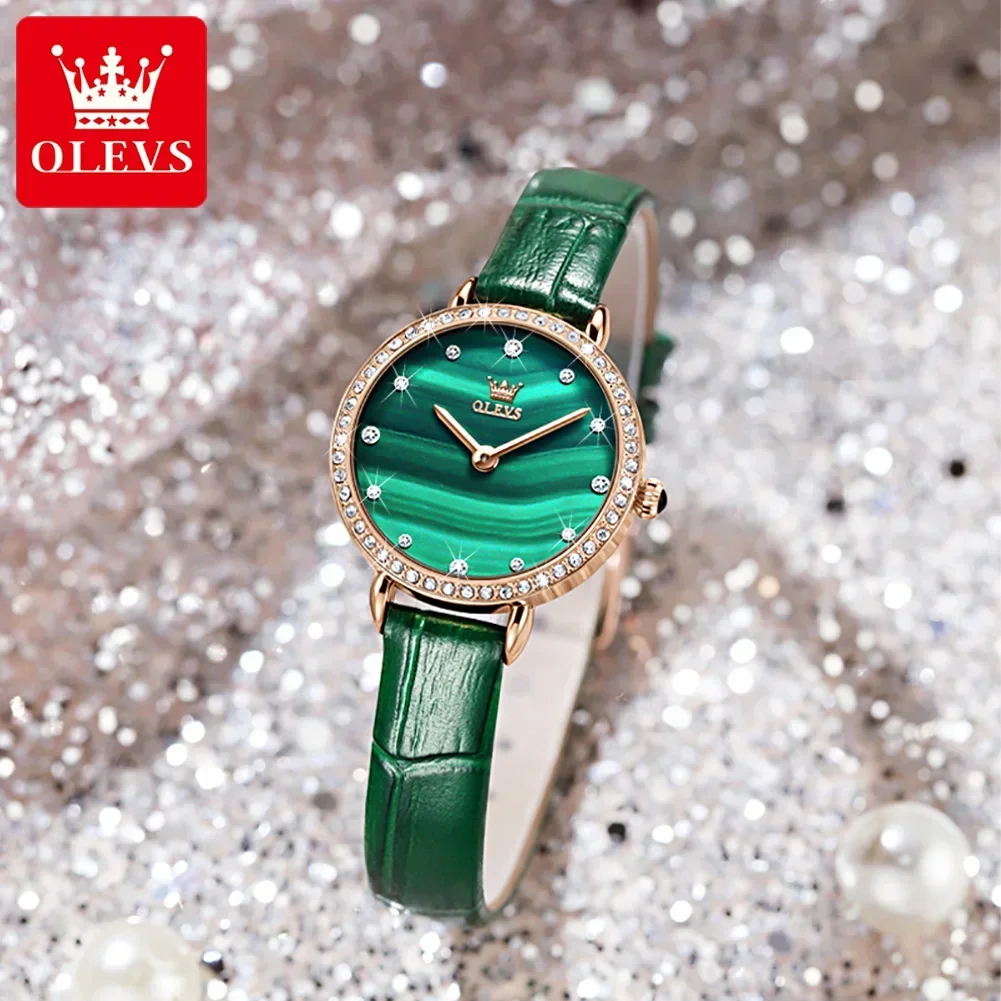 

OLEVS-6628 Quartz Watch for Women, Ladies Wristwatch, Genuine Leather Strap, Waterproof Watches, Gift, Fashion