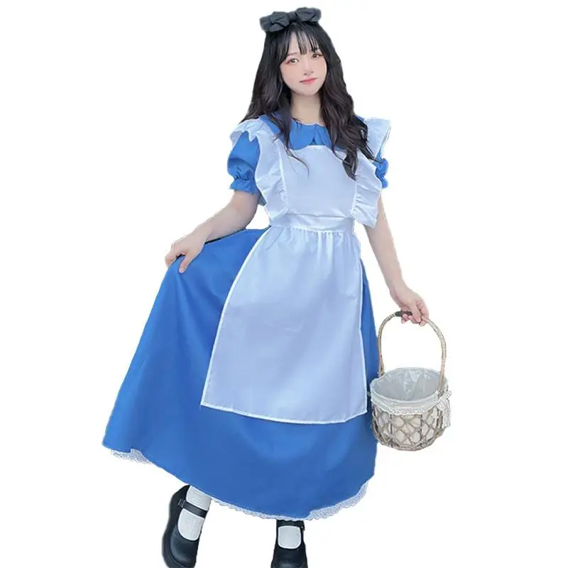 Alice au pays des merveilles loween femme de chambre Costume ort Sve Princ doux fille jupe Cosplay Lolita orm Fem loween Costume