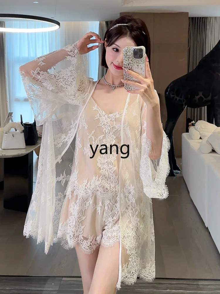 LMM summer fairy temperament short robe pajamas women's robe can be worn outside