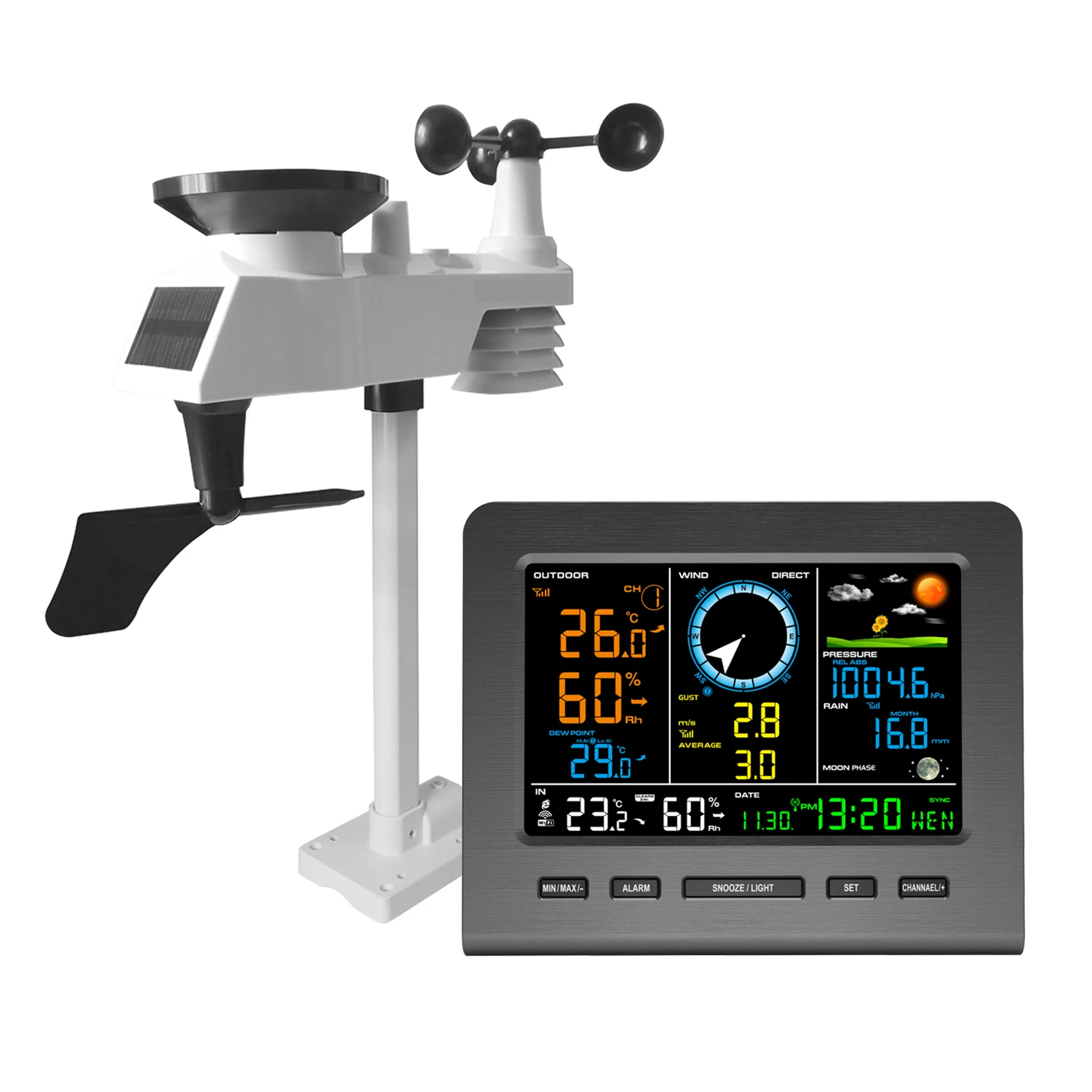 0366-WF Wireless Weather Station with Outdoor Sensor, Weather Station with Weather Forecast, Temperature, Air Pressure, Humidity