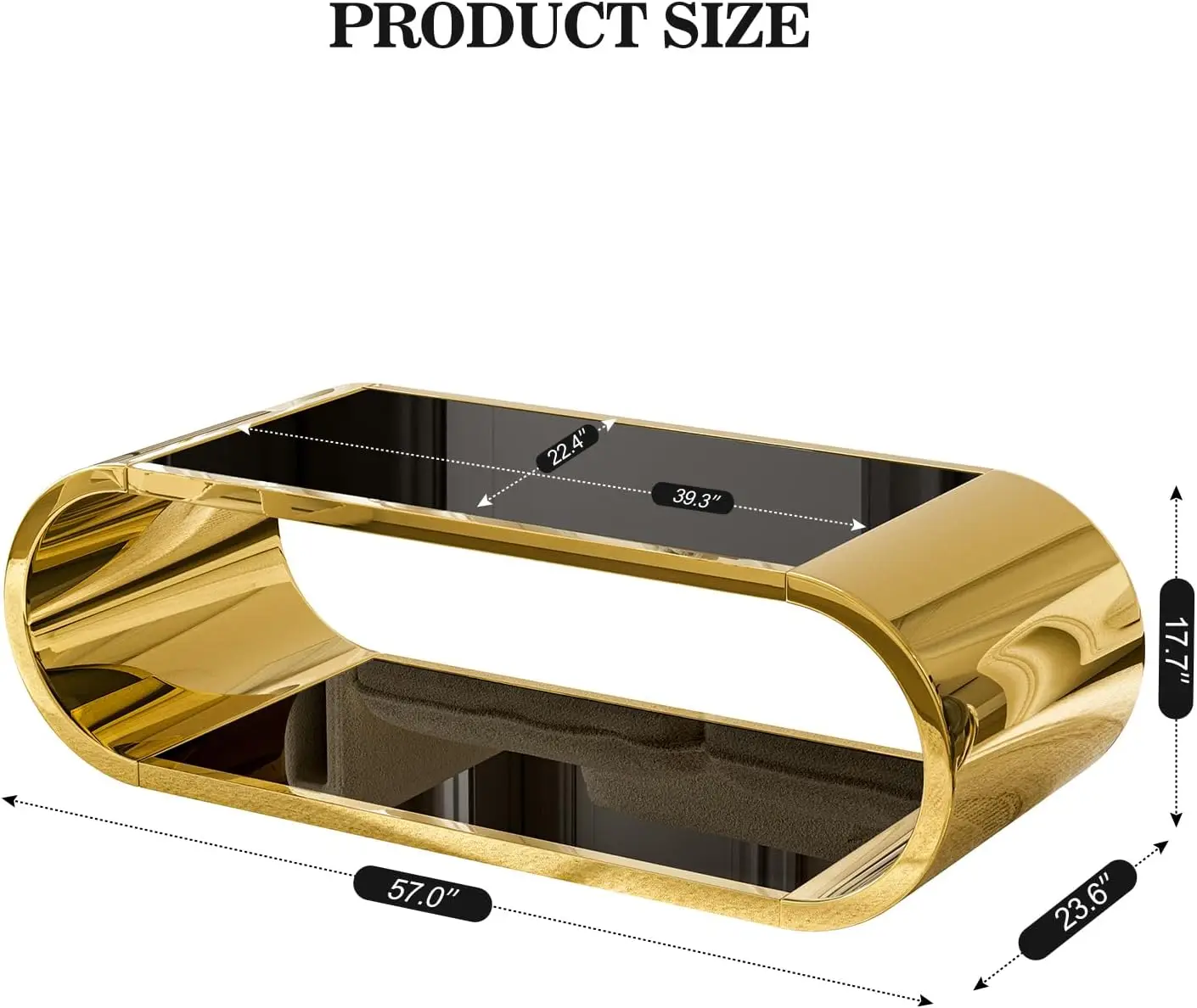 Coffee Table, Modern Coffee Table for Living Room, 2-Tier Glass Top with Large Space Fashion Design