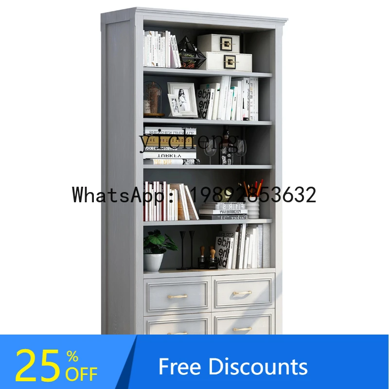 

Simple Floor Bookcase Locker Solid Wood Bookcase Multi-Functional Storage American Bookcase