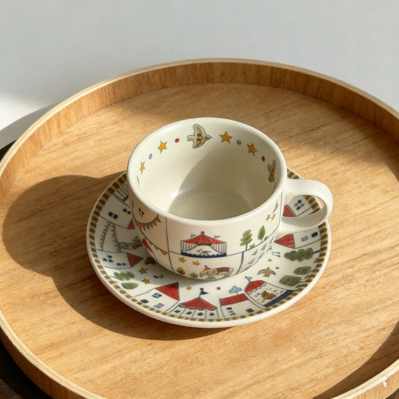 

Ретро Сказка Древний Город Керамическая Кофейная Чашка Блюдце Набор Латте Арт Кружка Послеобеденный Чай Чашки Элегантный Домашний Посуда Для Питья Подарочный Набор