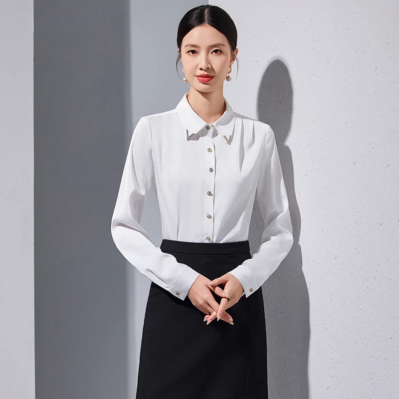 AIyssa 2024 fashionable professional womens clothing. Office wear for women, high-quality long-sleeved shirts, showing elegance