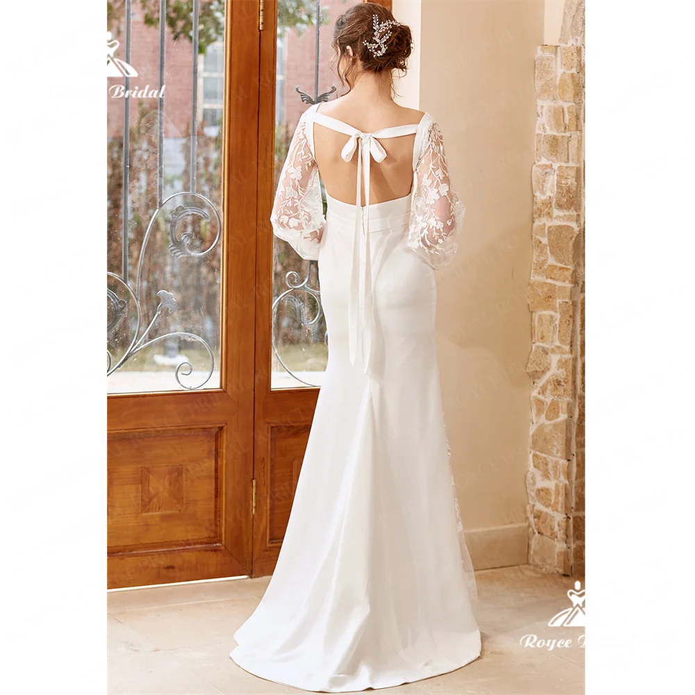 Roycebridal Square Collar Mermaid Wedding Dress 2025 Lace Sweep Train Wedding Gown платьеgelinlikdüğün elbisesiabiti da sposabra