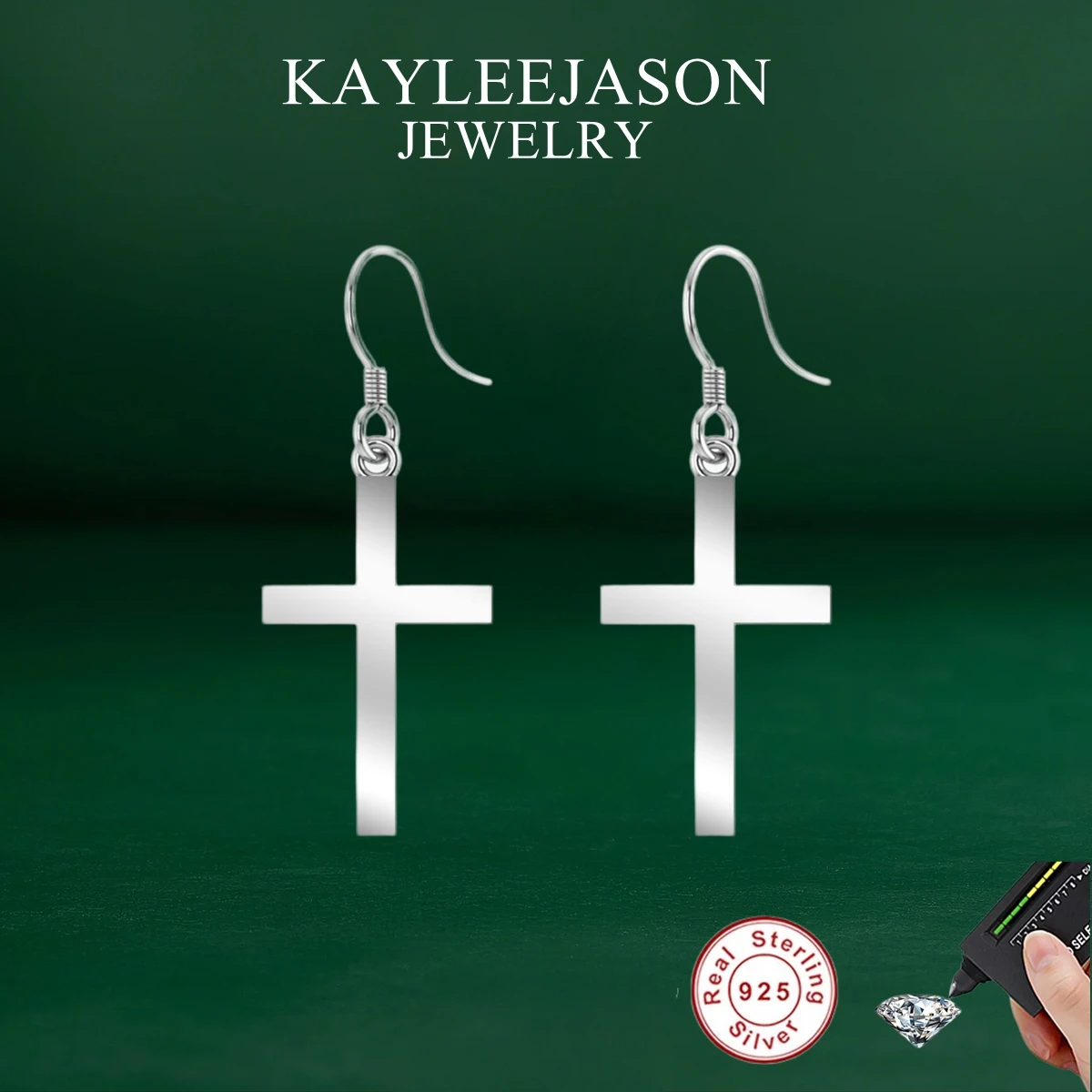 

Cross Shape Drop Earrings for Women Smooth Surface 925 Sterling Silver Dangle Hooks Earring Girls Party Holiday Jewelry Gifts