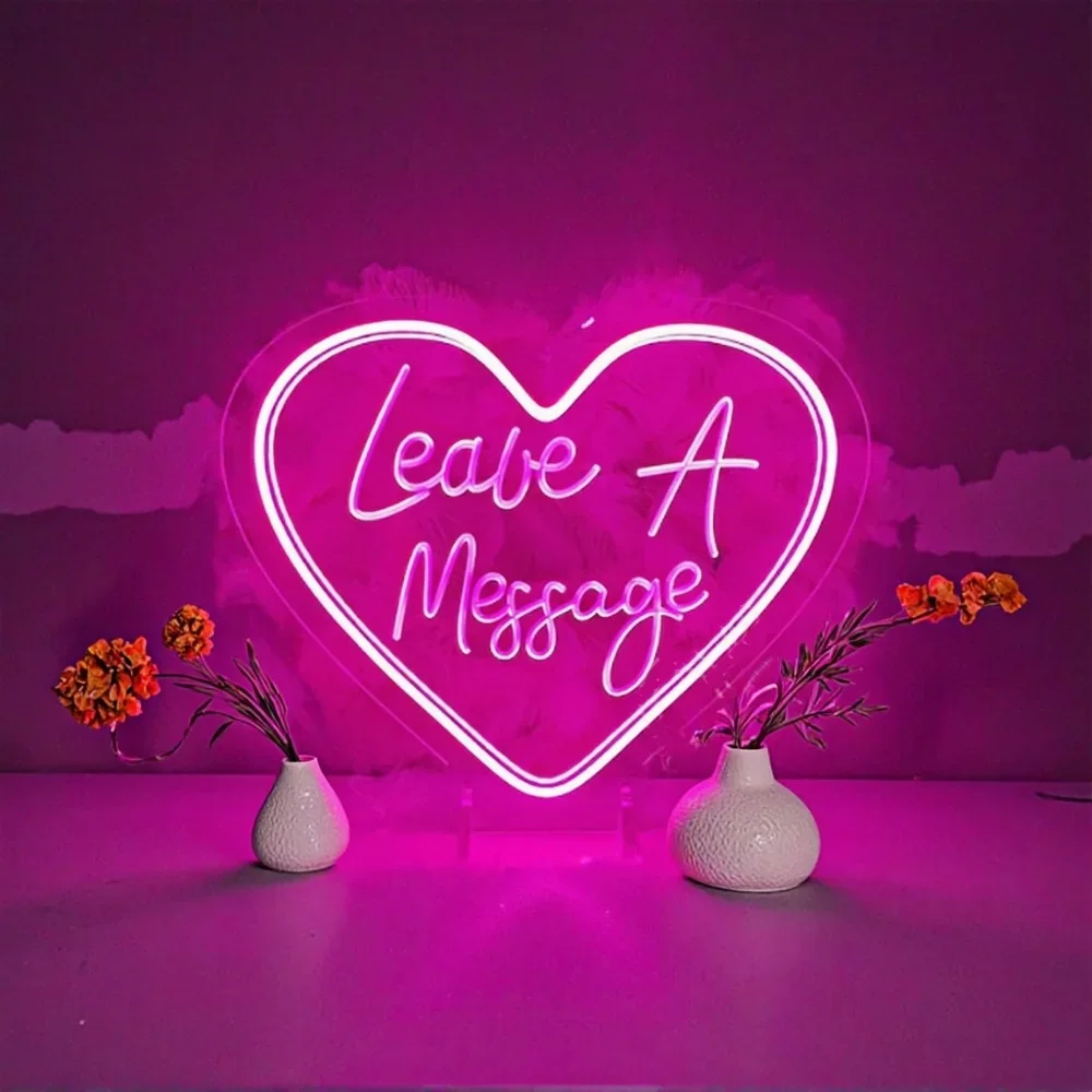 Leave A Message Neon Led Sign Light Girl Boy Bedroom Party Table Decor Desk Night Lamp Lights Sign USB Wedding Coffee Decoration