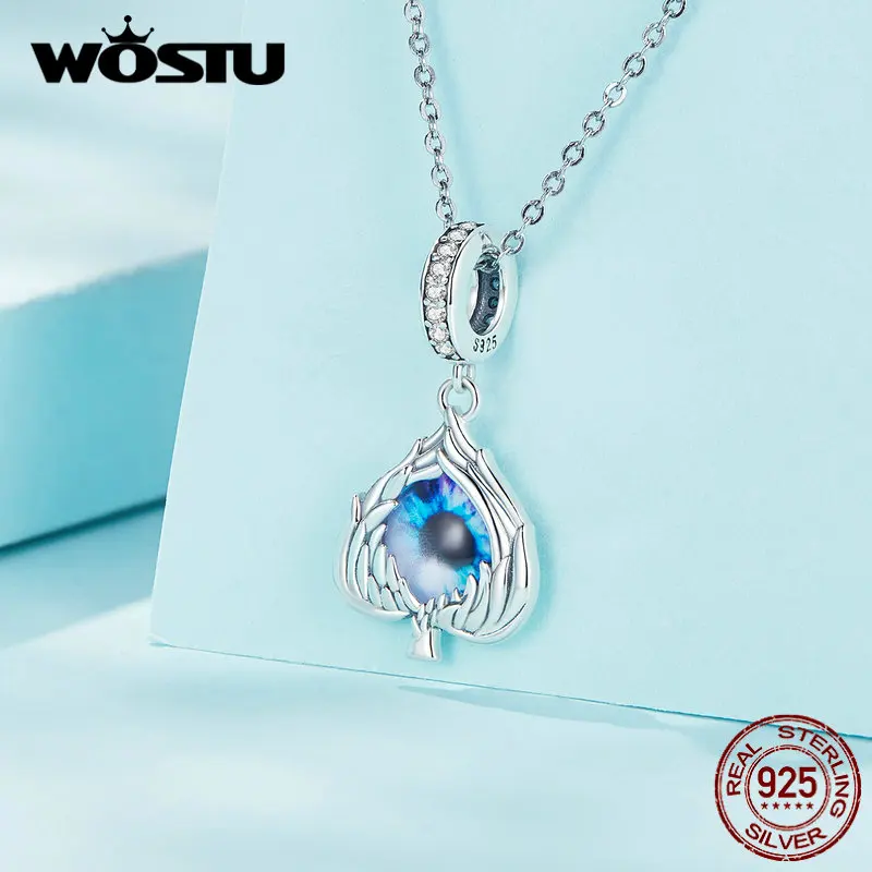 WOSTU 925 Sterling Silver Demond Series Charms Evil Eye Beads For Women Fit Original Bracelet DIY Necklace CQC2458