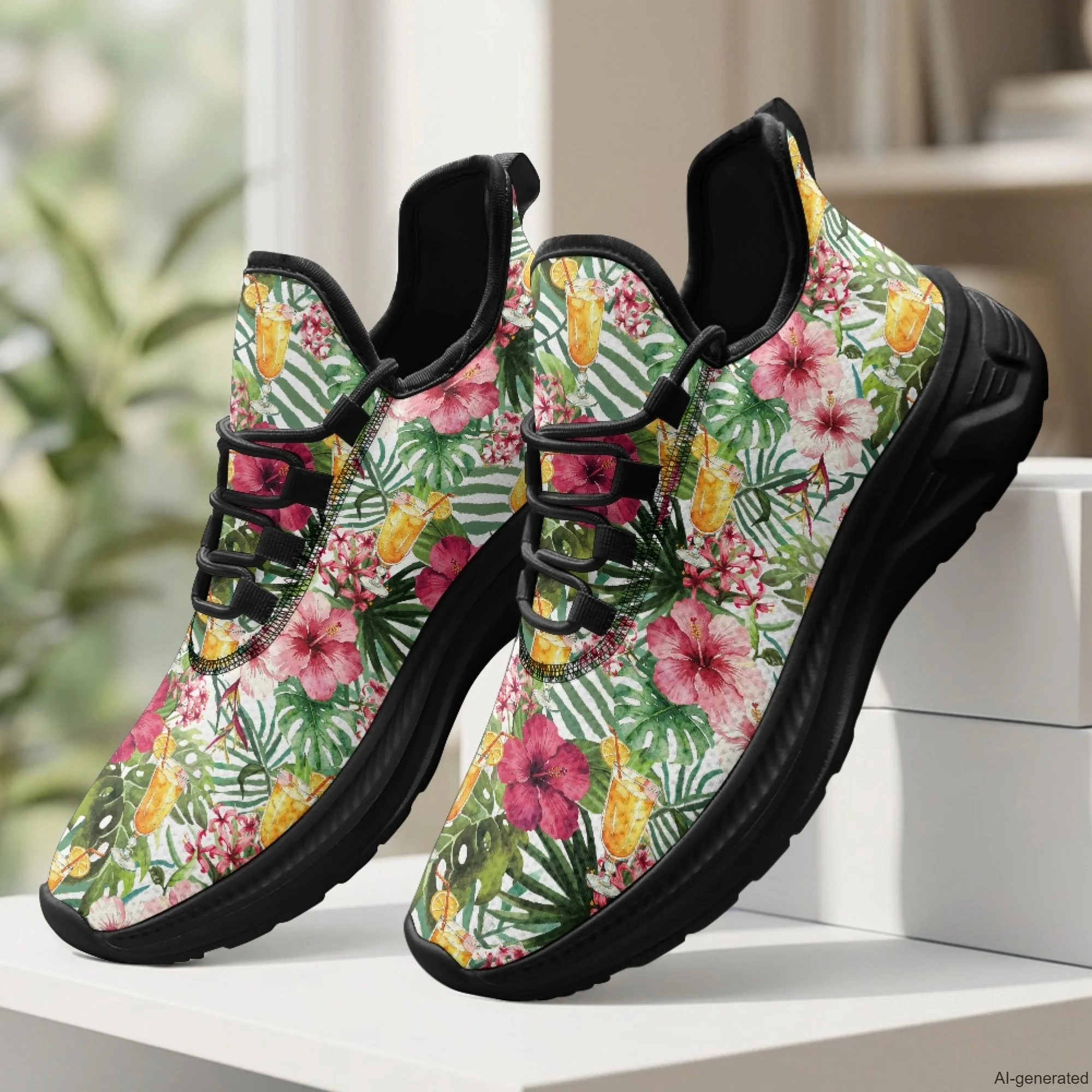 XIXIRIMIDO Womens Walking Shoes Nurse Shoes Nurse Sneakers Hawaiian Flower Print Tenis Masculino De Corrida Barefoot Shoes 35-48