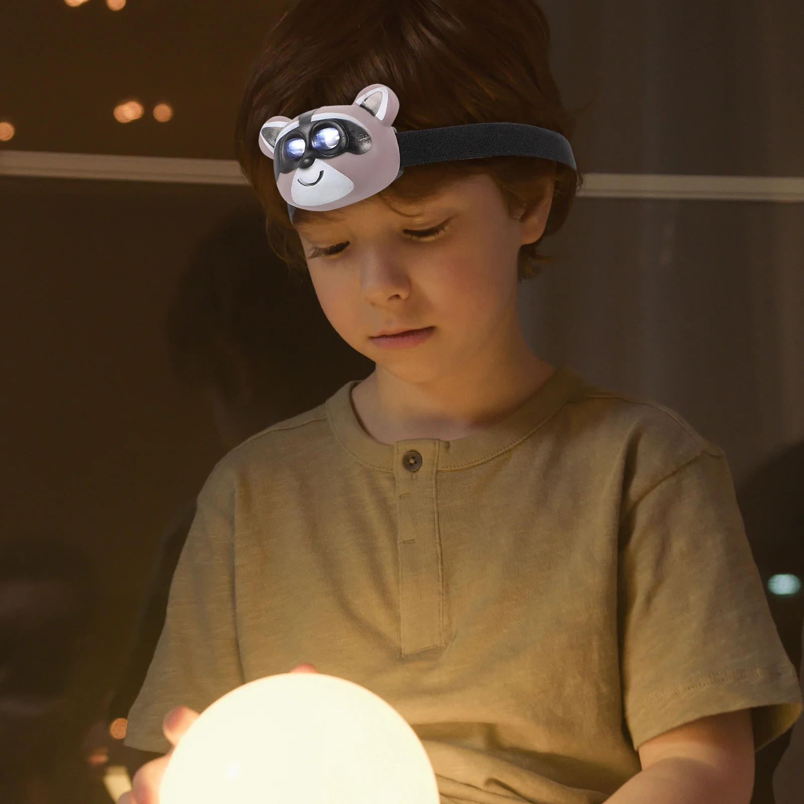 Lámpara de animales para niños, luz montada de dibujos animados, faro portátil para exteriores, accesorio de plástico para acampar y hacer senderismo