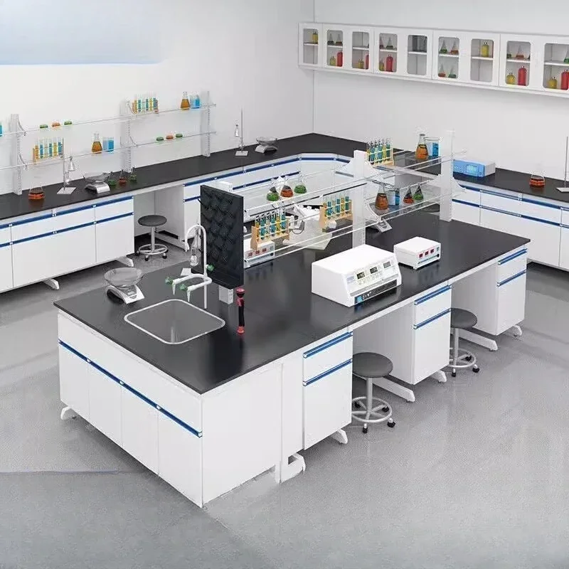 All-steel test bench Laboratory workbench Steel and wood side bench Central bench Laboratory test table Operating