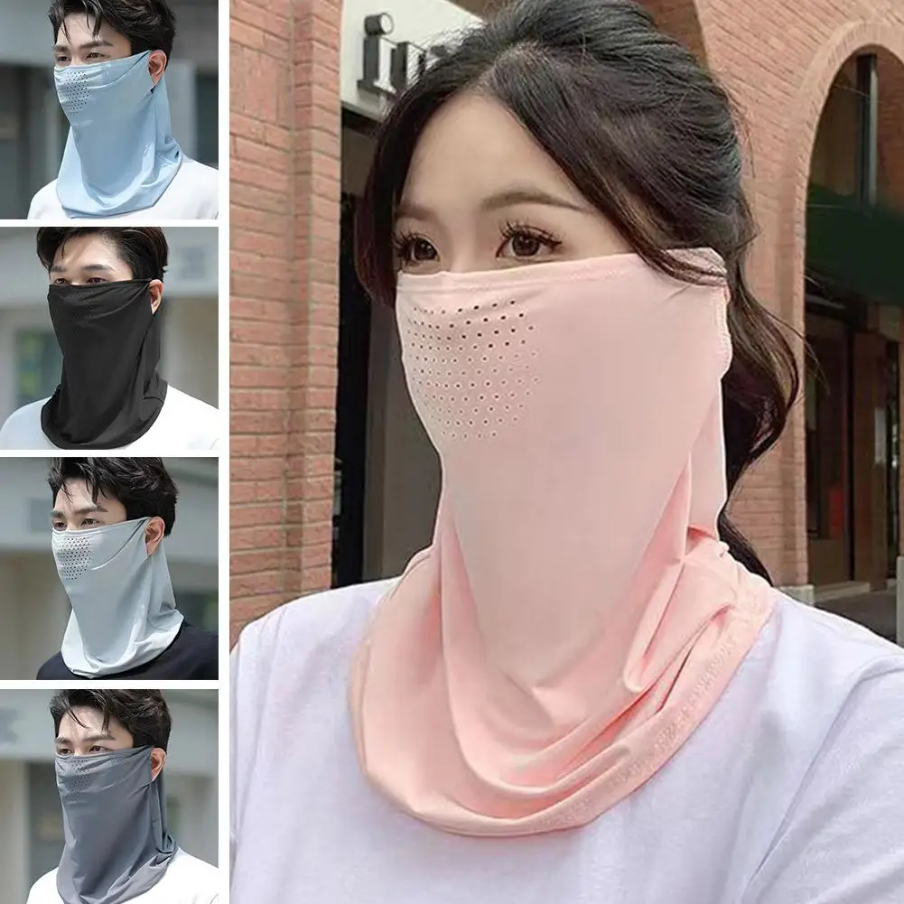 Anti-ultraviolet Outdoor Neck Cover Summer Ice Silk Mask Breathable Hole Quick-drying Sports Bib Mask Sunscreen Face Scarf