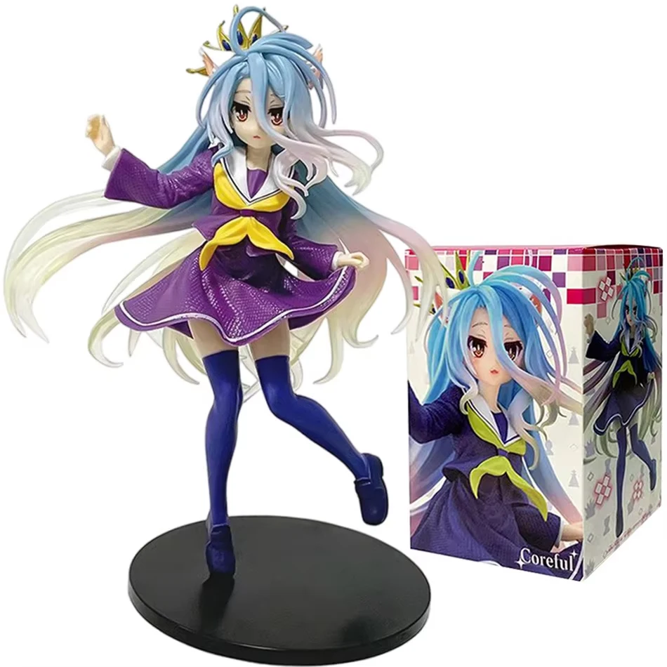 Anime Game Life Stehende Figur mit Weißen Katzenohren in Uniform-Version mit Krone, PVC-Modell, Desktop-Dekoration, Anime-Zubehör-Figur, Geschenk
