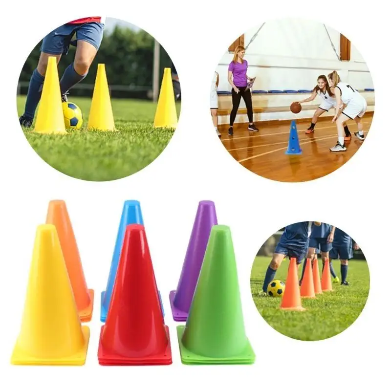 652F 10 Buah Plastik Kerucut Lalu Lintas Pembuat Pelatihan Sepak Bola Skate Rintangan Pelatihan Pembuat Kerucut Aksesori