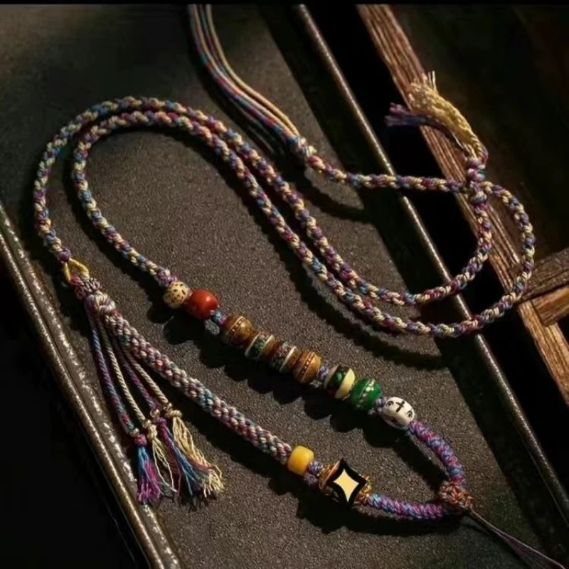 Handcrafted Tibetan-Style Necklace Cord with Jade Buddha Amulet Pendant for Peace and Good Fortune Blessed and Activated Jewelry