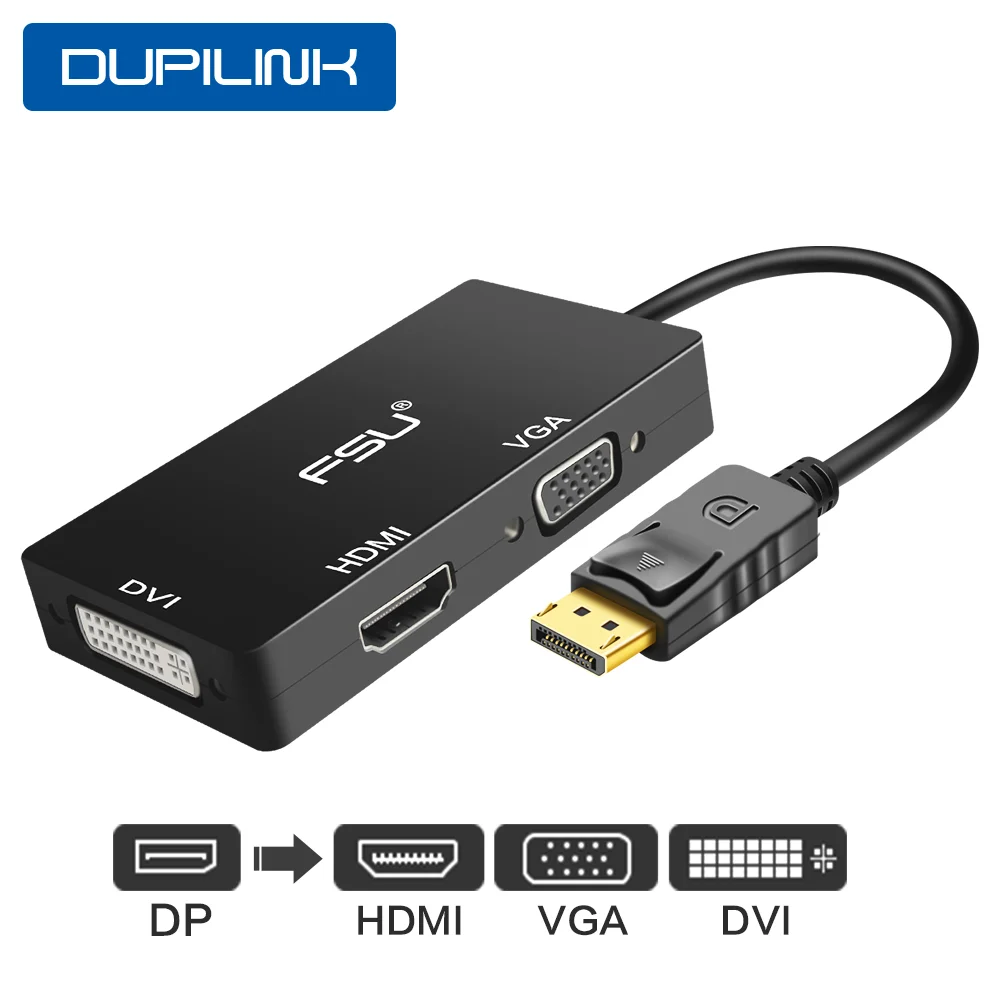 DUPILINK Displayport DP do HDMI-kompatybilny DVI VGA Adapter 1080P Port wyświetlacza kabel konwertera dla PC projektor do laptopa