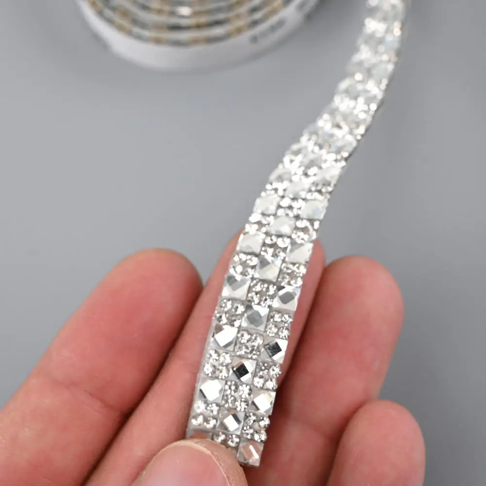 1 Yard Self Adhesive Rhinestones Sticker for Crafts Crystal Diamond Ribbon DIY Sticker Car Phone Camera Trim Decoration 1.2cm