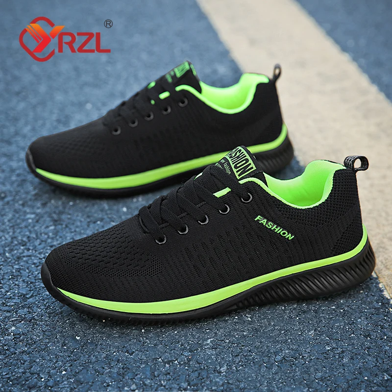 حذاء رياضي كلاسيكي للرجال من YRZL، حذاء رياضي مريح وجيد التهوية للرجال، مقاس كبير، حذاء جري أسود خفيف الوزن #5