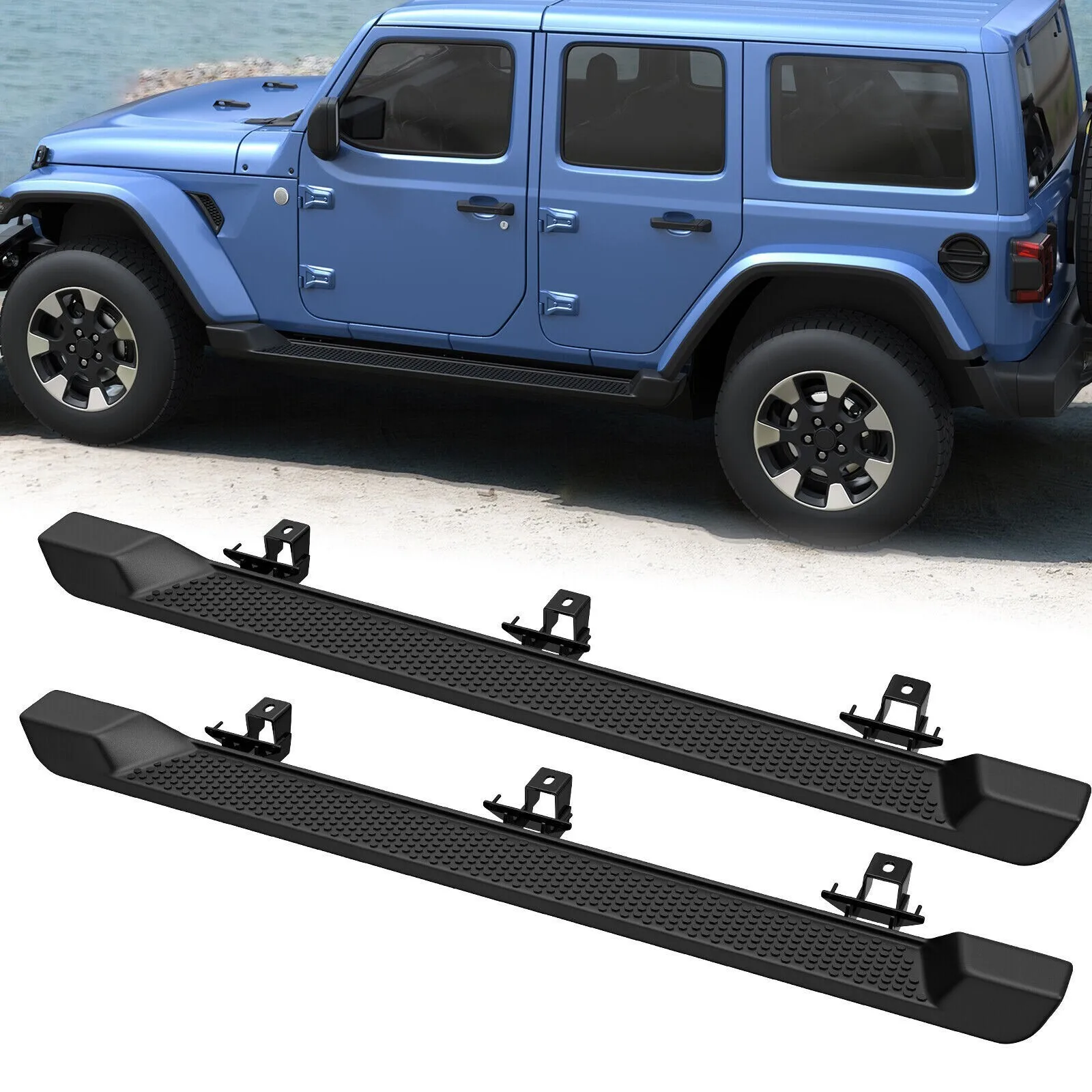 2pcs Side Step Running Boards fit for Jeep Wrangler JL 4 Door 2018-2025 Aluminium NerfBar Pedal Accessories (with Brackets)