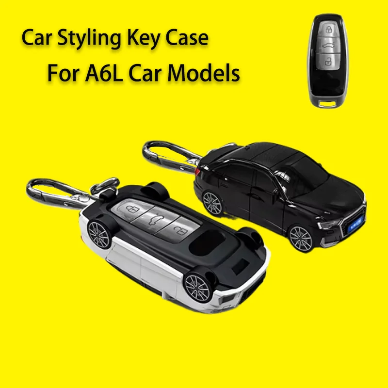 Modelo de coche para Audi A6l, funda para llave de 3 botones para Audi A6 A6L A7 A8 A8L A3 e-tron 55 Q7 Q8 C8 2019 2020 2021, accesorios de cubierta para llave