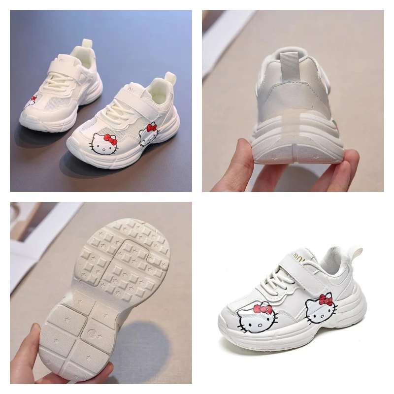 

Sanrio Y2K/Девушка Hello Kitty, маленькие белые туфли, студенческие детские весенне-осенние дышащие повседневные туфли Annals Motion, новинка
