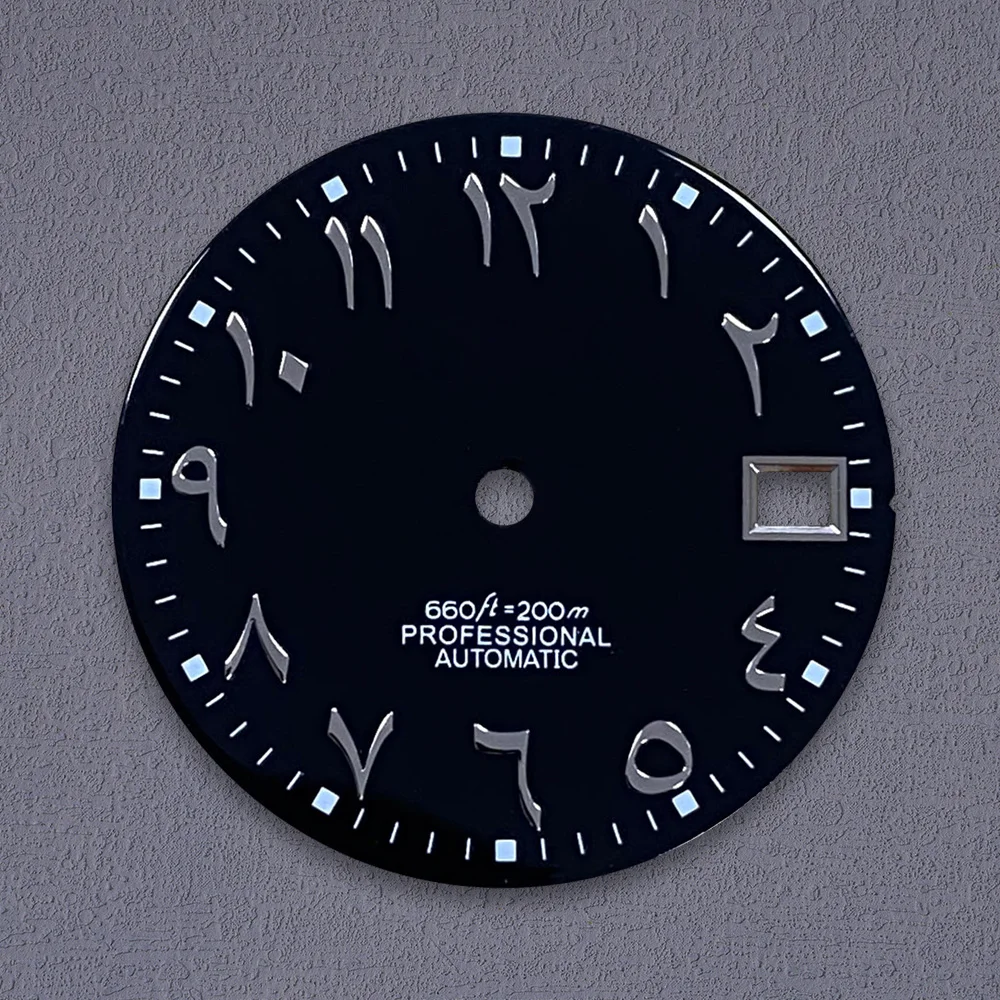 New Nh35 Dial S Logo 28.5mm Arabic Letter Numerals Dial No Luminous For NH35 Movements Watch Modification Accessories