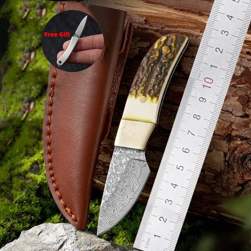 

Маленький прямой нож из дамасской стали, высокая твердость, уличные ножи для инструментов, портативные ножи ручной работы, ручка из смолы