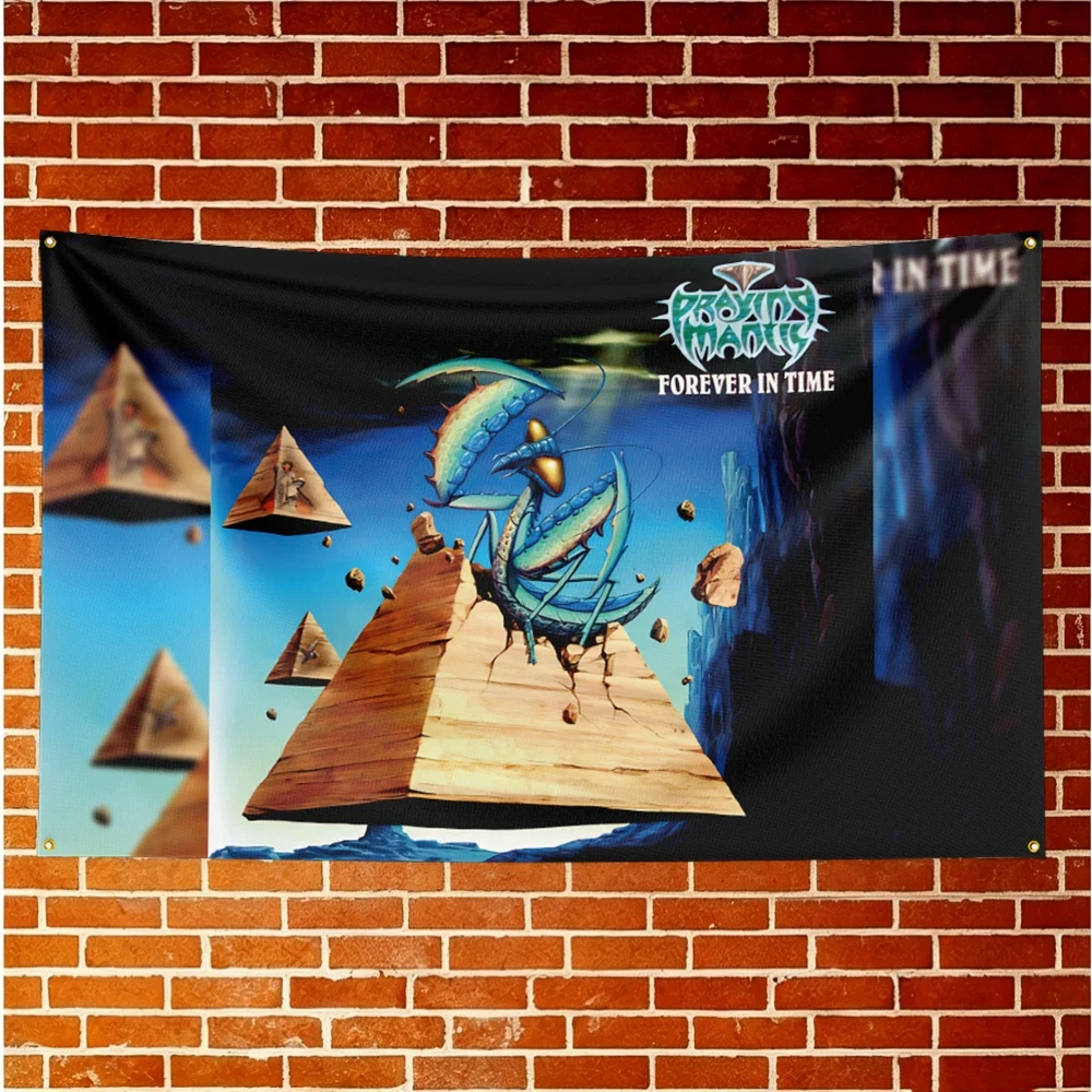 Praying Mantis Music Flag Banner For Fan Cave Watch Party Tailgate Gathering Indoor Outdoor Backyard Home Festival Ornament Supp