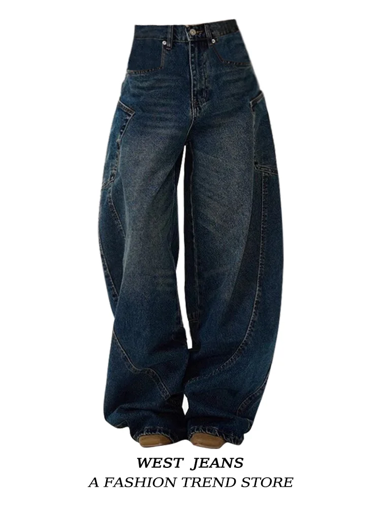 

High Waist Wide Leg American Retro Women's Jeans Loose Fit High Waist Bootcut Pants Casual Sle Pure Color Winter New Design