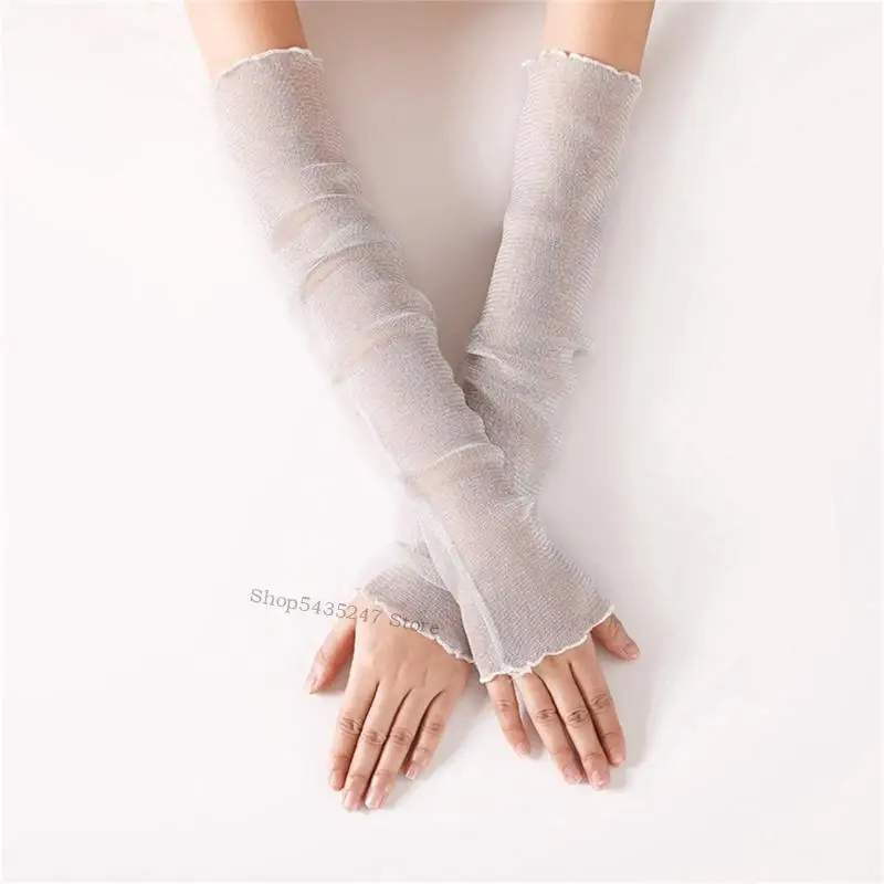 1Pair mulheres mangas braço braço fino protegendo mangas elásticas direção h7ef h7ef