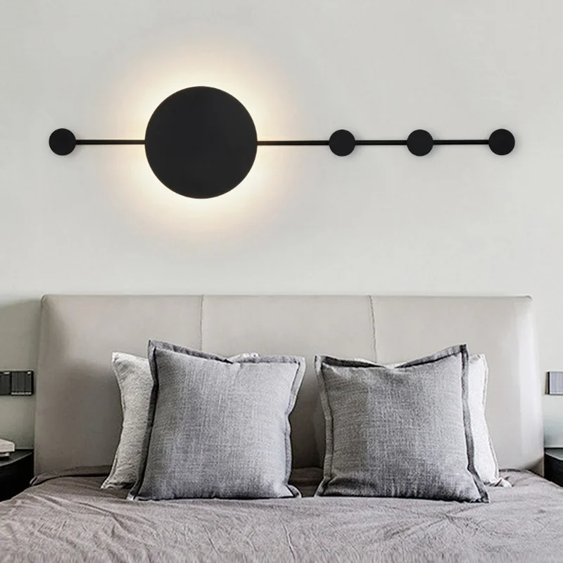 โคมไฟติดผนัง Point Line Nordic พื้นผิวสีดําสไตล์อุตสาหกรรม Sconce Light สําหรับทางเดินห้องนั่งเล่นห้องนอน Coat Rack โคมไฟติดผนัง