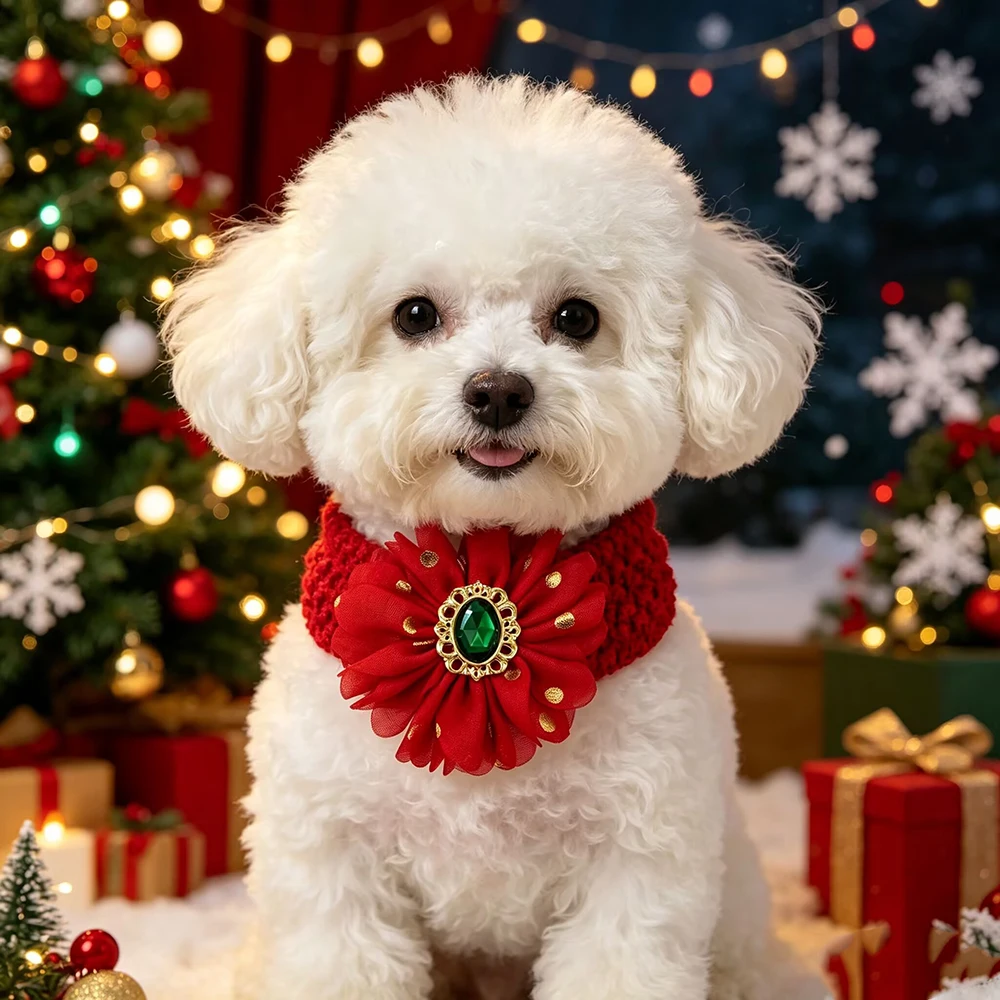 30/50pcs Christmas Pet Dog Bowties Elastic Band Small Middle Large Dog Ties with Rhinestone Dog Accessories BowTie Pet Supplies