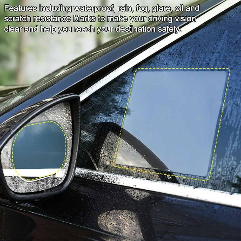 

6 Pack Car Side Window Anti Fog Protective Film For Mirrors And Casement Glass Rainproof Scratch Resistant Clear Visibility