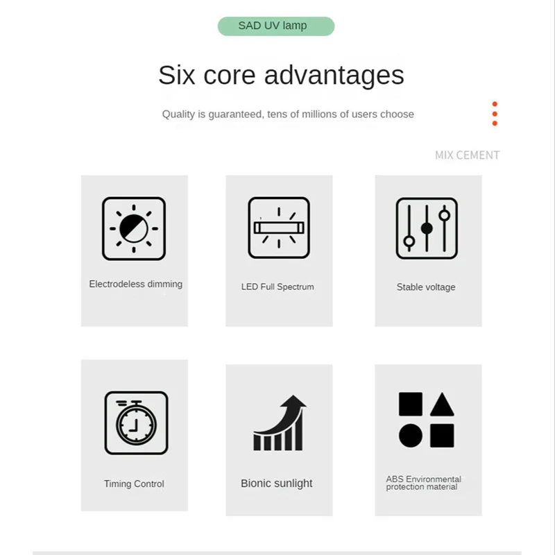 ABAH-LED SAD Touch Timing Stepless Dimming Affective Disorder Therapy Lamp Simulate Natural Light