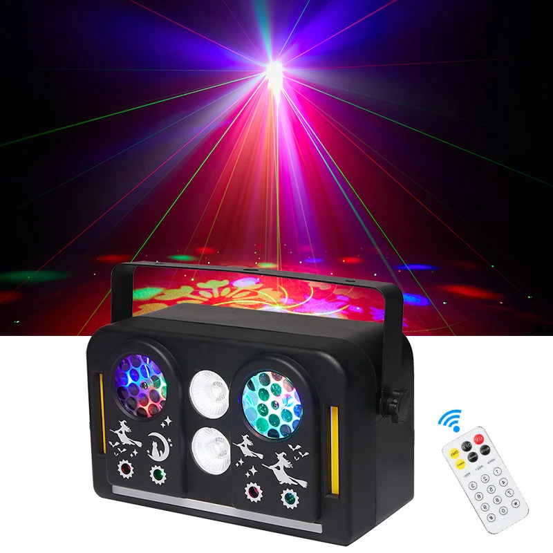 DJ Light RGBW 4 IN 1 Led Wash Stage Lighting Led Beam Patterns Flow Flash Red Green Flower Disco Party Holiday Lamps