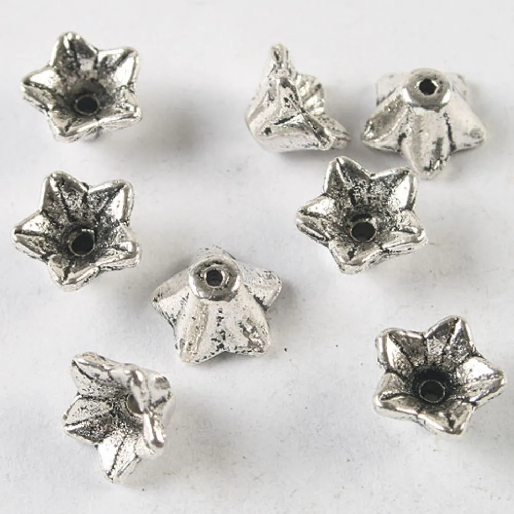 

25PCS DARK SILVER TONE FLOWER SPACER BEADS H3649