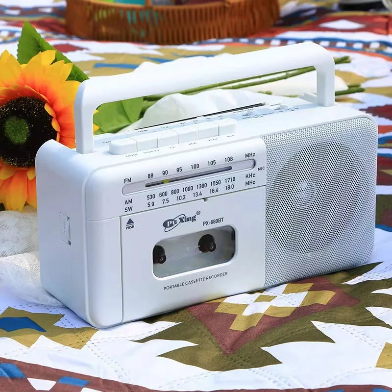 

Retro and nostalgic cassette player portable handheld multi band Bluetooth radio with USB support TF Bluetooth playback FM/AM/SW