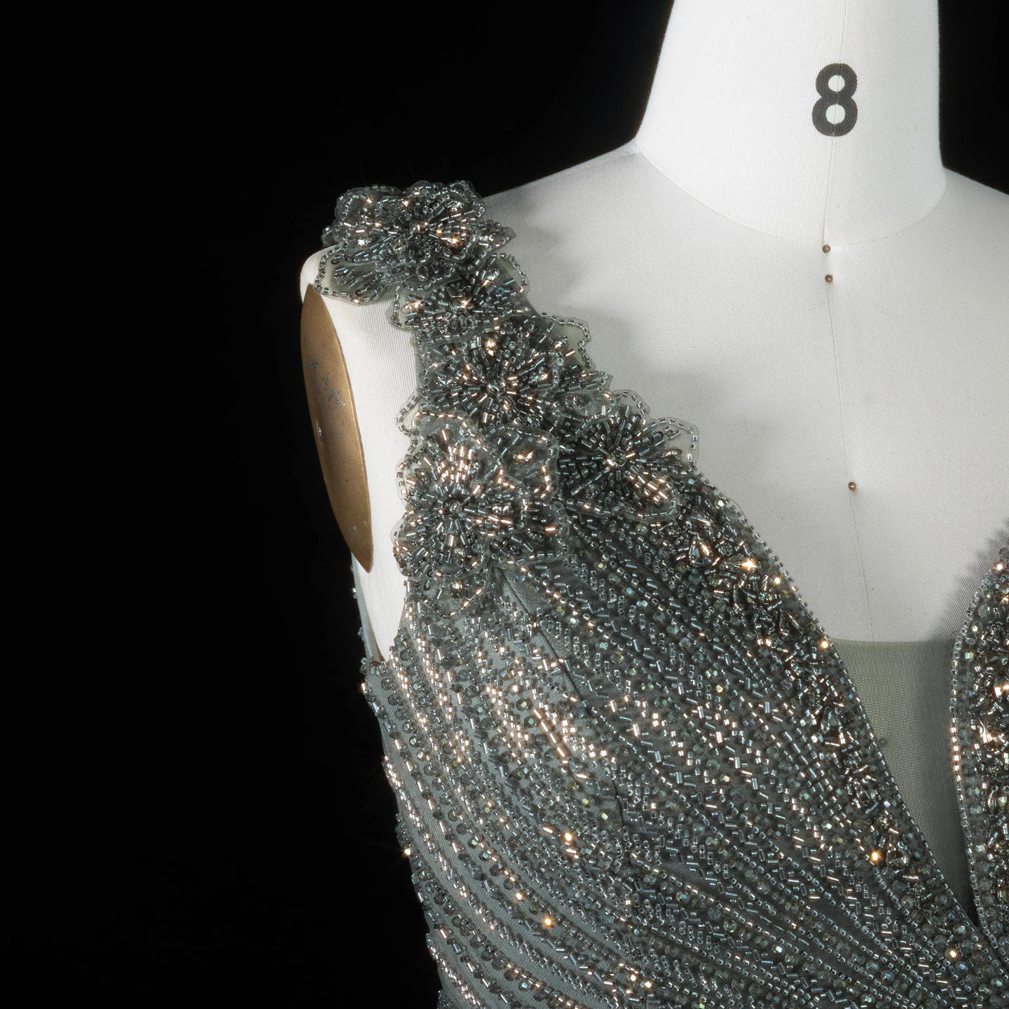 Sharon Said Abendkleid Glamouröses Grünes Tüllkleid mit Perlen und Quasten, Sweetheart-Ausschnitt, Luxuriöses Dubai-Formelles Hochzeits- und Partykleid SS103 Maßanfertigung – Detail 19