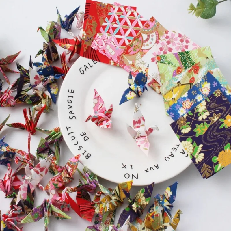 50PCS Japanese Origami Paper Crane Origami Paper 3D Cranes Premade Bird DIY Handmade Mother\'s Day Creative Gifts Decorations