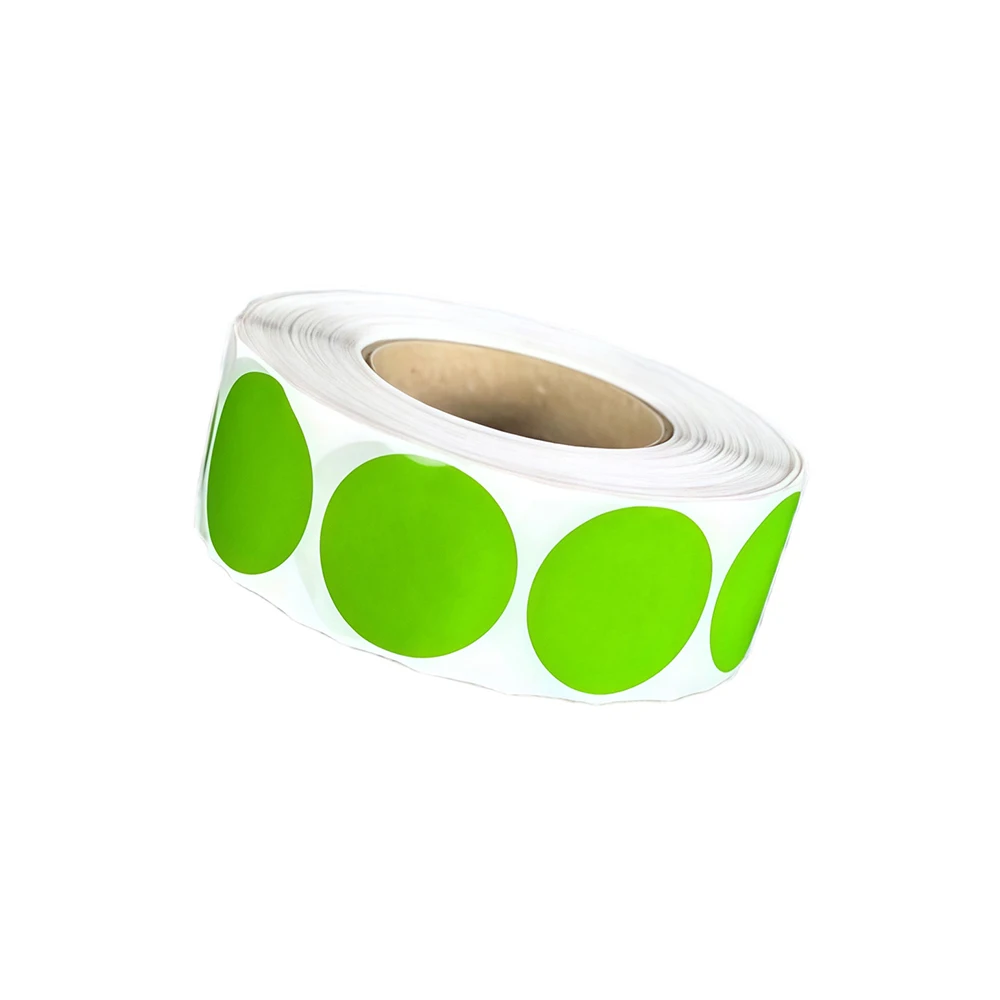 Fluorescerende kleur schieten vervangende doelstickers - 1 inch diameter, 1000 stuks / rol, niet-lichtgevend. 5 kleuropties beschikbaar.