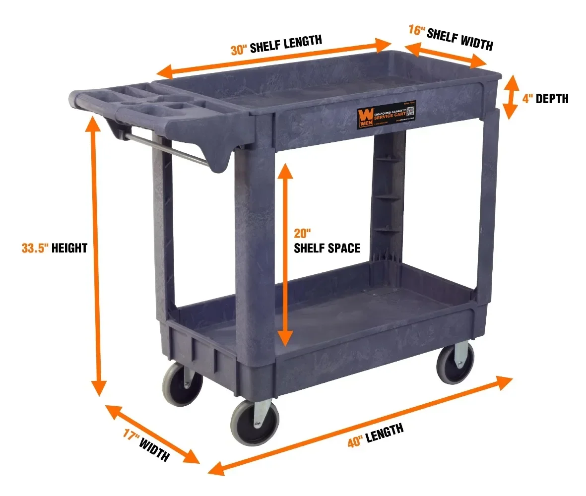 Imagem -02 - Rolling Tool Service Utility Cart Compartimentos Espaçosos 500-pound Capacidade 40 por 17 Polegada