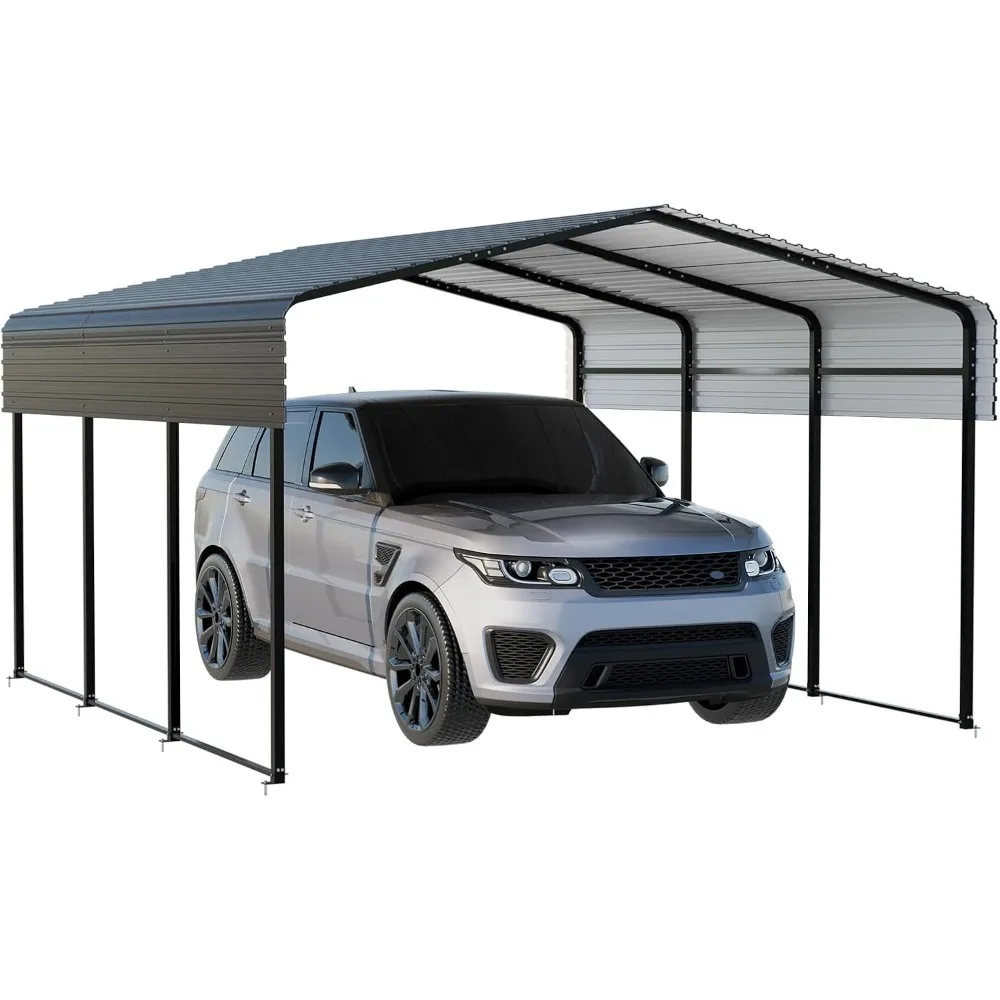 Metal Carport 10 X 15 FT with Heavy Duty Metal Frame & Galvanized Steel Roof, Metal Car Garage, Carport