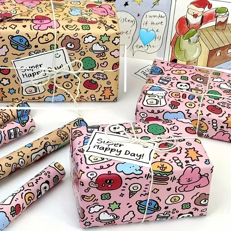 [YU]3-Piece Set Of Colorful Graffiti Wrapping Paper - Large Paper For Birthdays, Christmas, And Valentine's Day Gifts