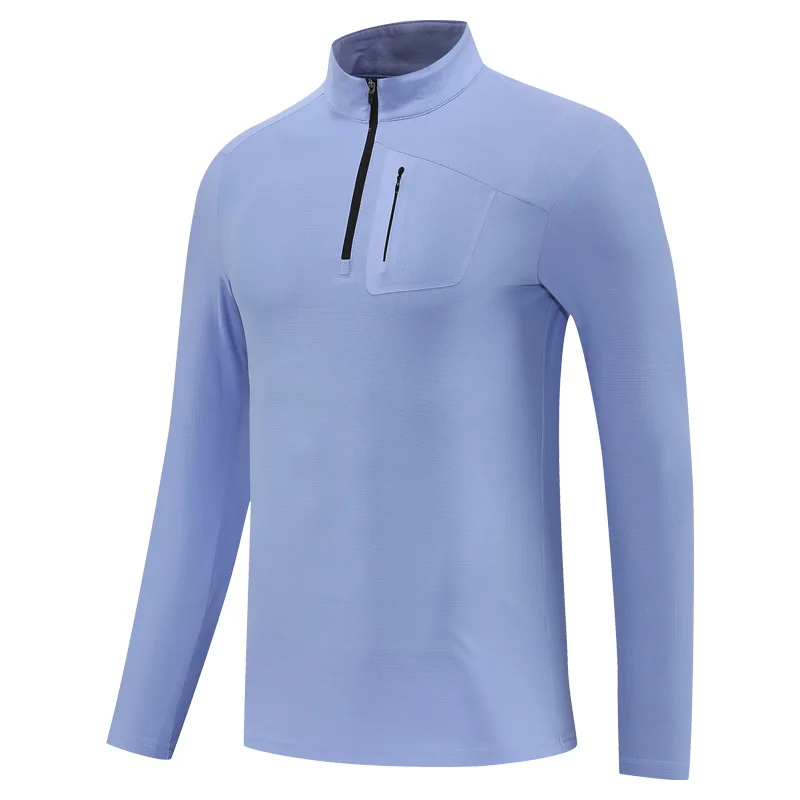 

Training Jogging Shirts Running Men Quick Dry Cycling Hiking Outdoor Sports Long Sleeve Pockets Workout Fitness Undershirts
