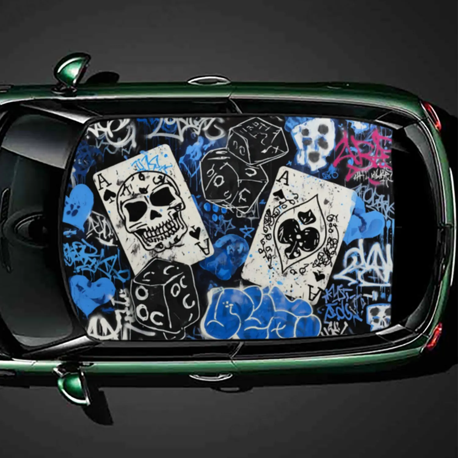 

Street Gambling Shadow Graffiti Car Roof Sticker, PVC Self-Adhesive Waterproof Car vinyl Decal, Car Decoration Protection Sticke