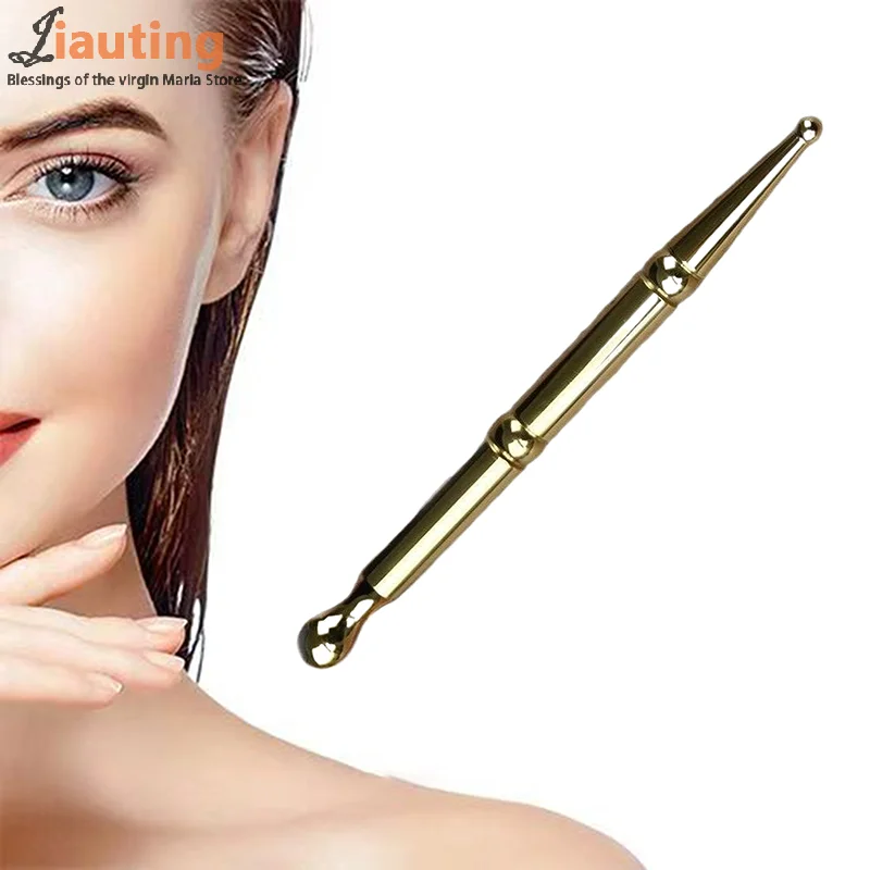 Brass Dual Head Facial Massage Stick Skincare Tool Acupressure Spoon Handheld Acupuncture Roller Body Massager Massage Bar